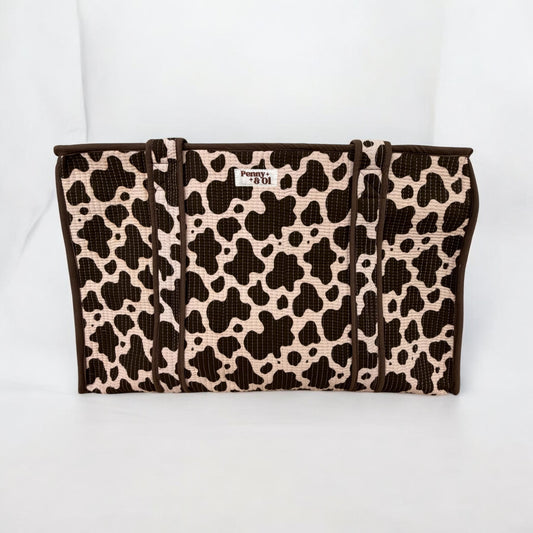 Cow Print Large Cotton Tote Bag, handmade tote bags