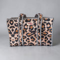Leopard print Medium Cotton, handmade tote bag
