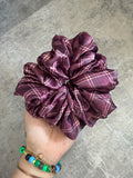 Plum tartan print XL Satin Hair Scrunchie