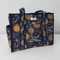 Celestial Travel Tote, Handmade Cotton Tote Bag