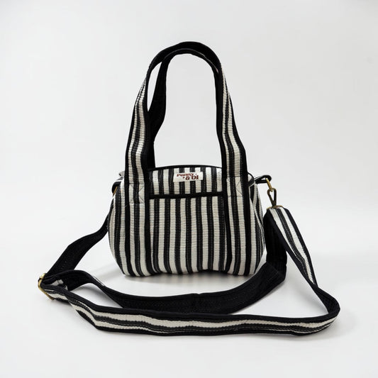 Black and white stripe Duffle Tote Bags - Penny & Ol