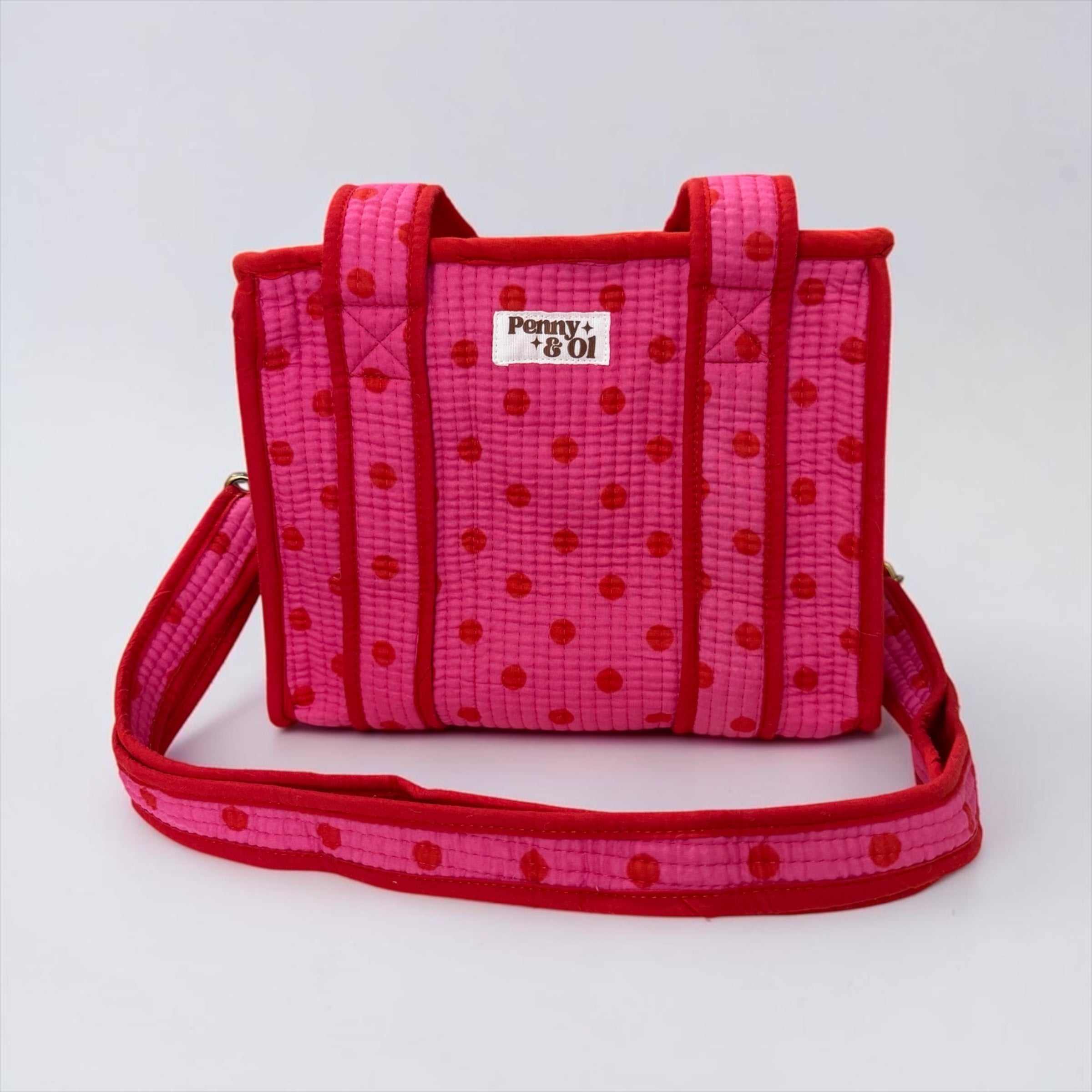 Pink With Red Polka Dot MINI Tote Bag - Penny & Ol