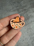 Capybara in orange cup Pin Badge