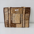 Beige & Brown Paisley Bandana Travel Tote, Handmade Cotton Tote Bag