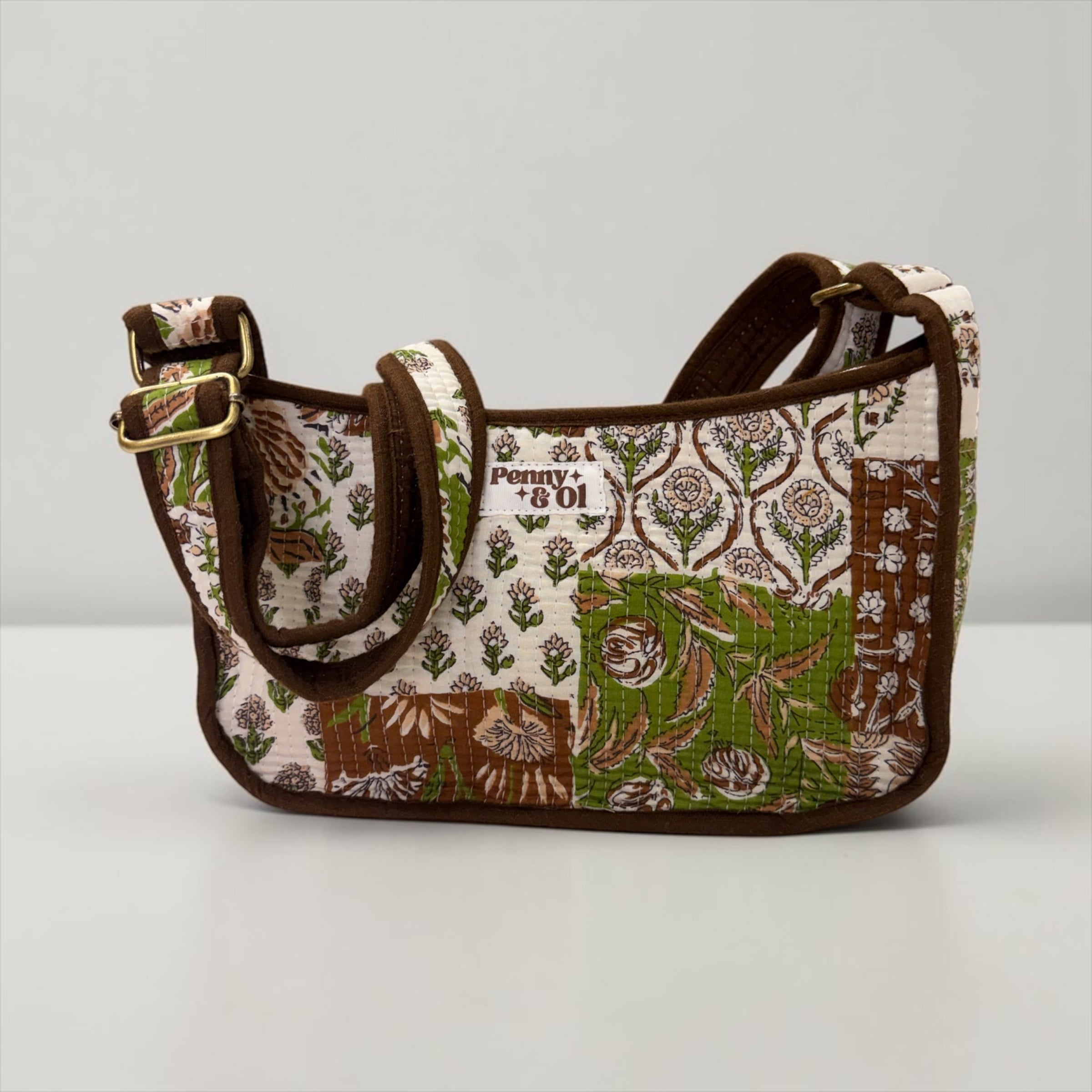 Brown Patchwork Mini SHOULDER bag, cross body bag