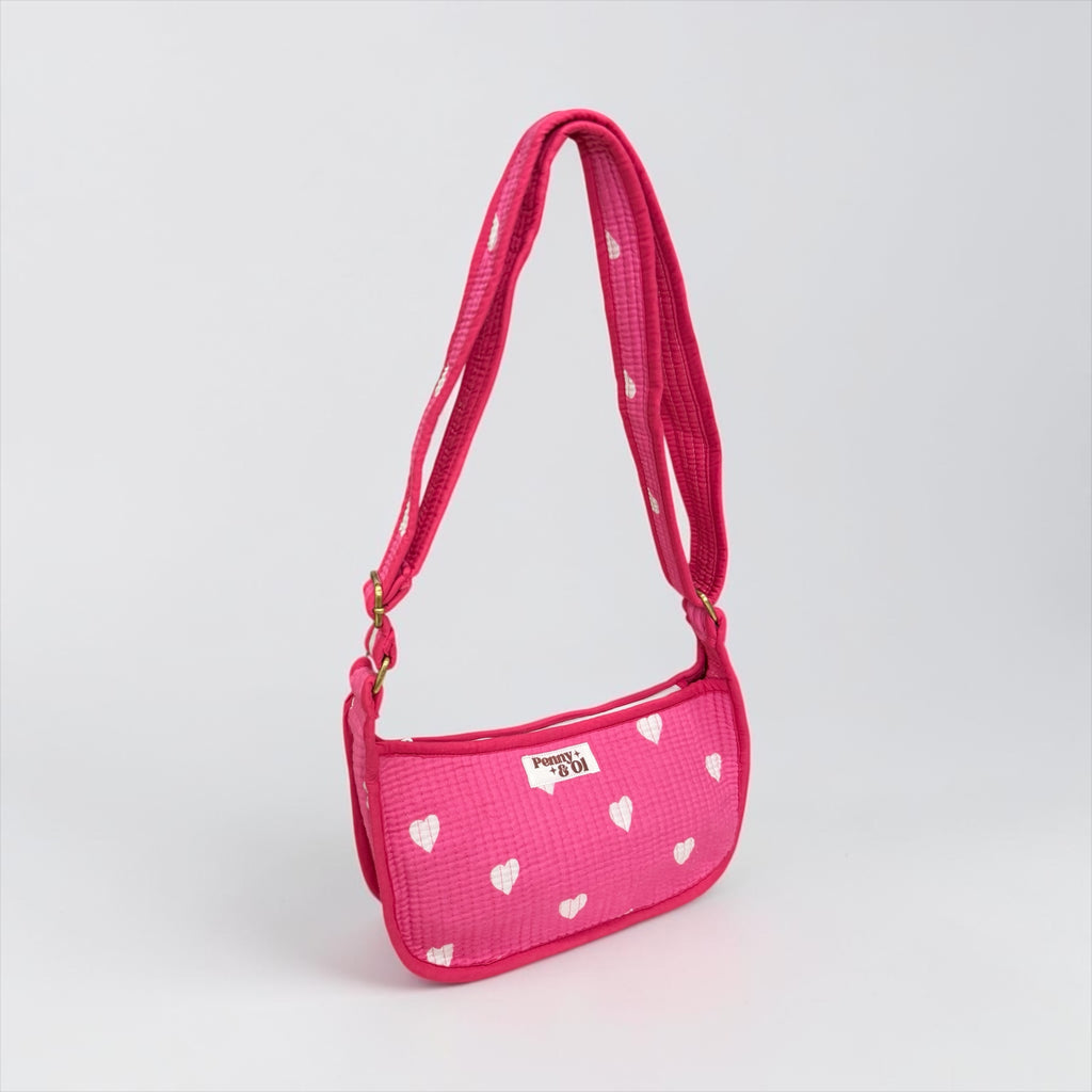 Pink Hearts Mini SHOULDER bag, cross body bag.