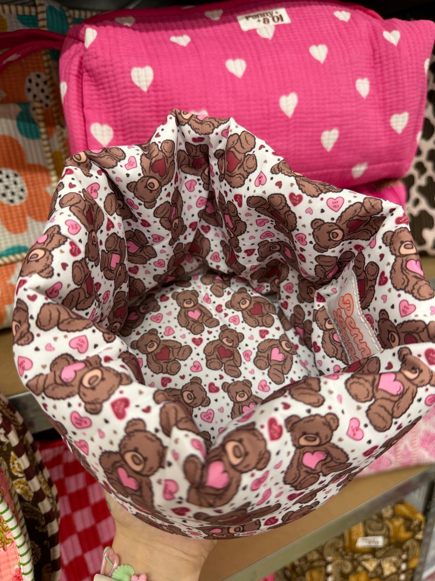 Teddy Love Padded Fabric Organisers, beauty basket.