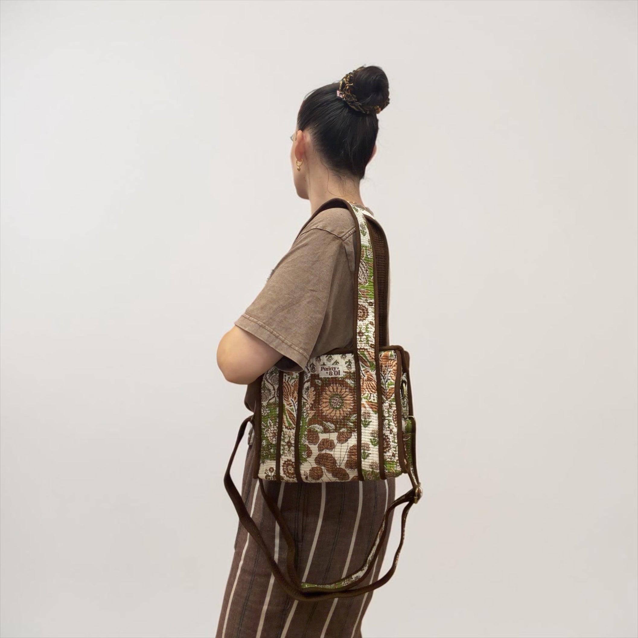 Brown Patchwork MINI Tote Bag - Penny & Ol