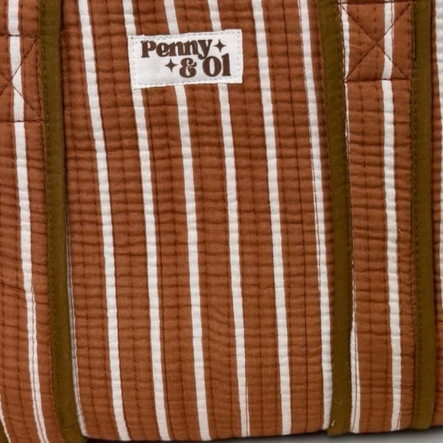 Chocolate Stripes Ruffle Pouch