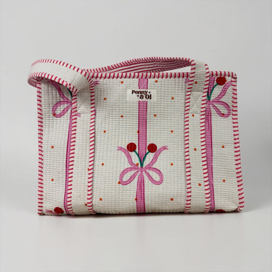 Cherry Bow collection, tote bags. Cotton tote bags all sizes.