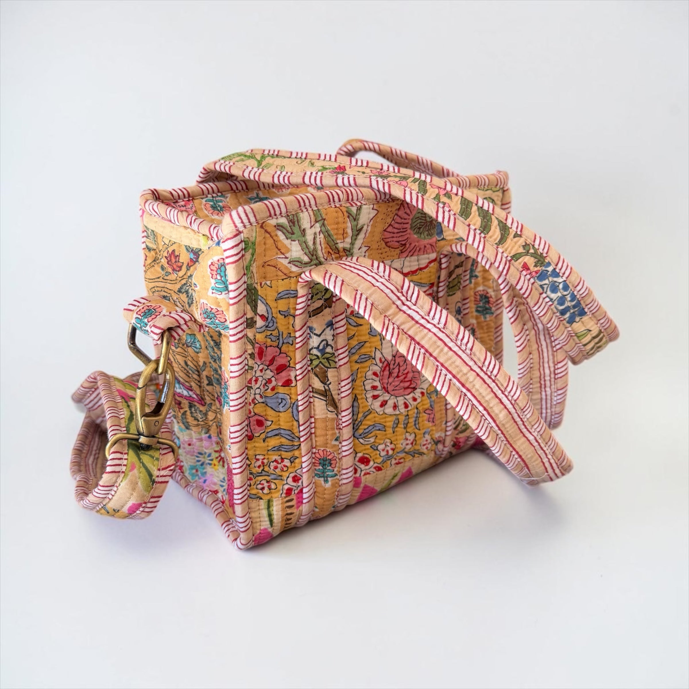 Beige Patchwork Mini Tote, Cotton, handmade tote bags