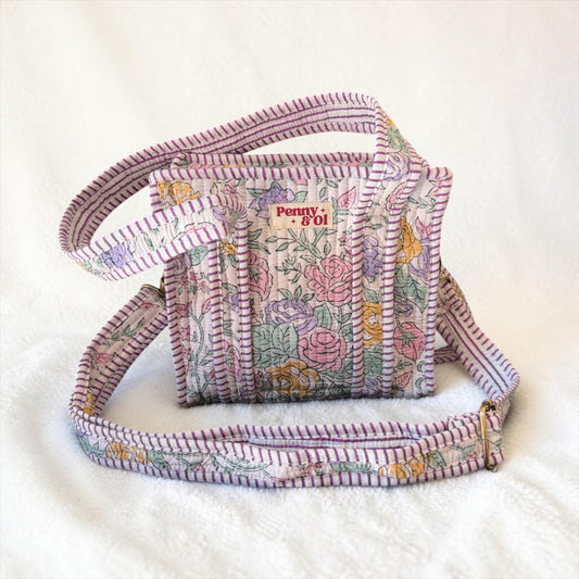 Pastel Meadows Mini Tote, Cotton, handmade tote bags