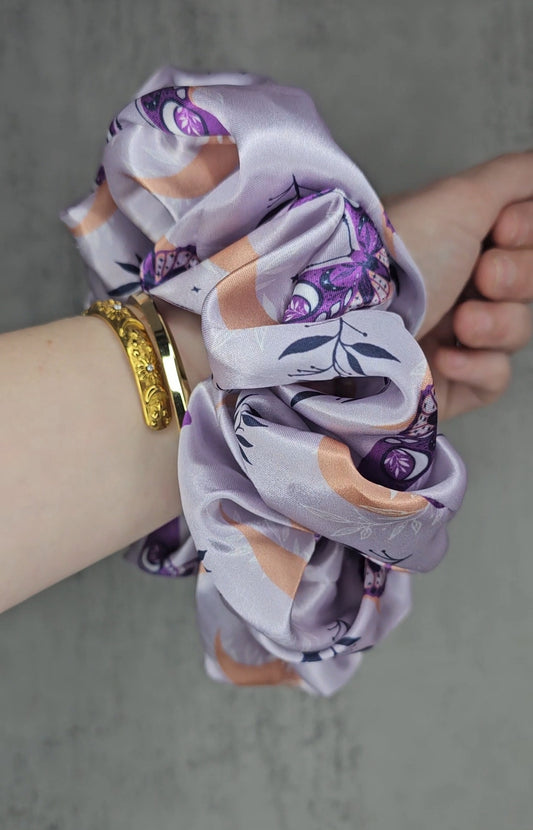 Lilac Butterfly. XL Hair Scrunchie.