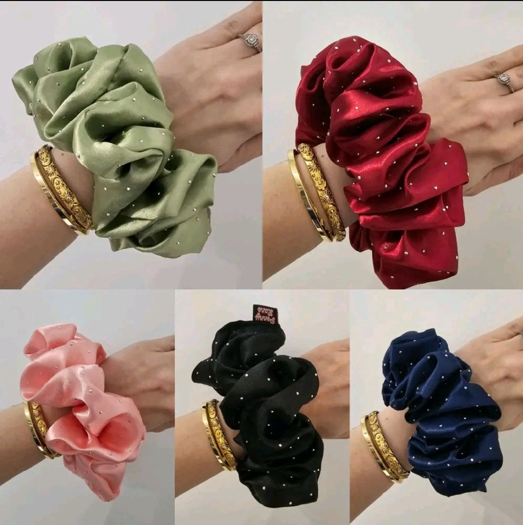 Diamante satin XL Hair Scrunchie.