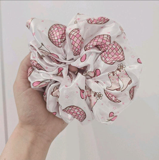 Cowgirl Disco Boots XL Satin Hair Scrunchie.