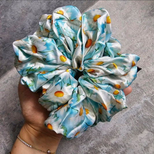 Daisy Skies XL Satin Hair Scrunchie