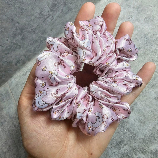 Girly Goose Midi Satin Hair Scrunchie
