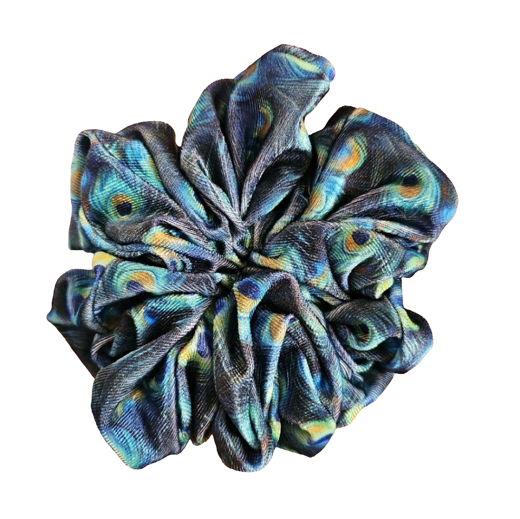 Peacock Velvet XL Hair Scrunchie.