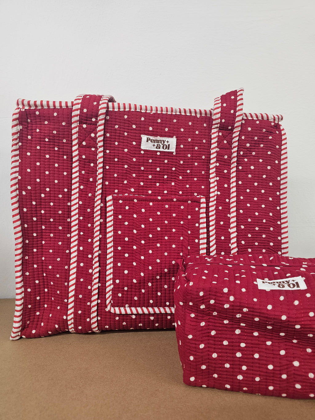 Red Polka Dot collection, tote bags. Cotton tote bags all sizes.