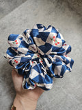 Blue diamond cherries XL Satin Hair Scrunchie