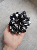 Black Polka Dots Luxury Satin MIDI Hair Scrunchie