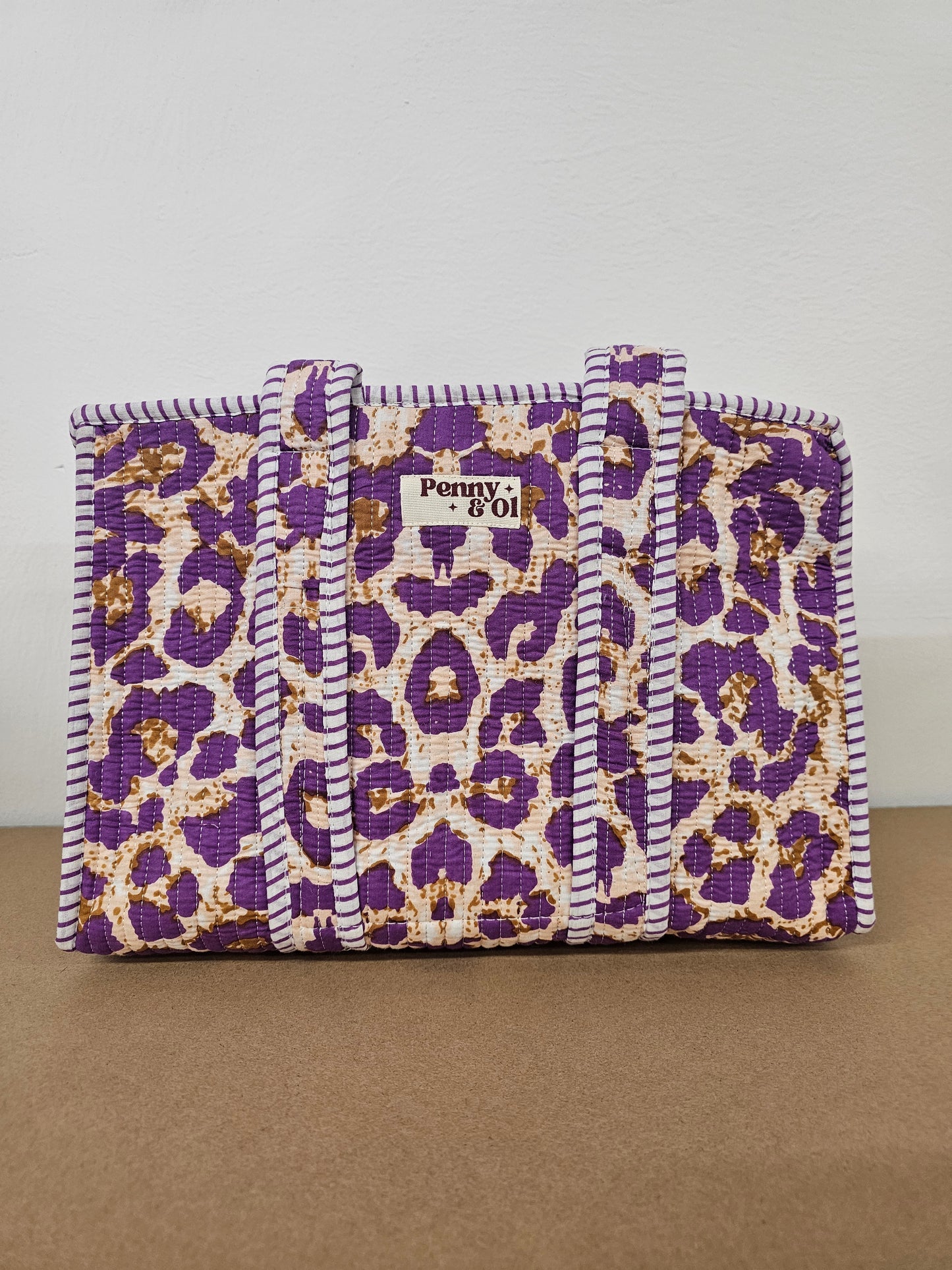 Purple Leopard Print Collection. Cotton, handmade tote bags