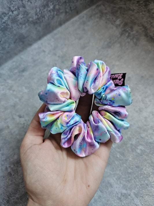 Pastel Watercolour Luxury Satin MIDI Hair Scrunchie