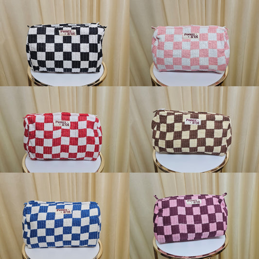 Checkerboard Waterproof Travel Zip Pouch - Penny & Ol