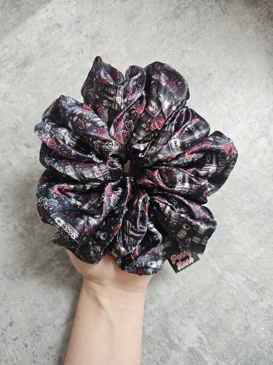 Books & Roses XL Satin Hair Scrunchie