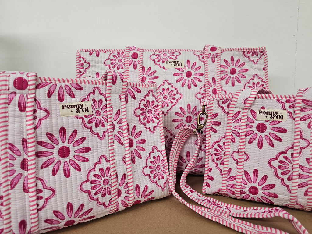 Pink Passion Collection. Cotton, handmade tote bags