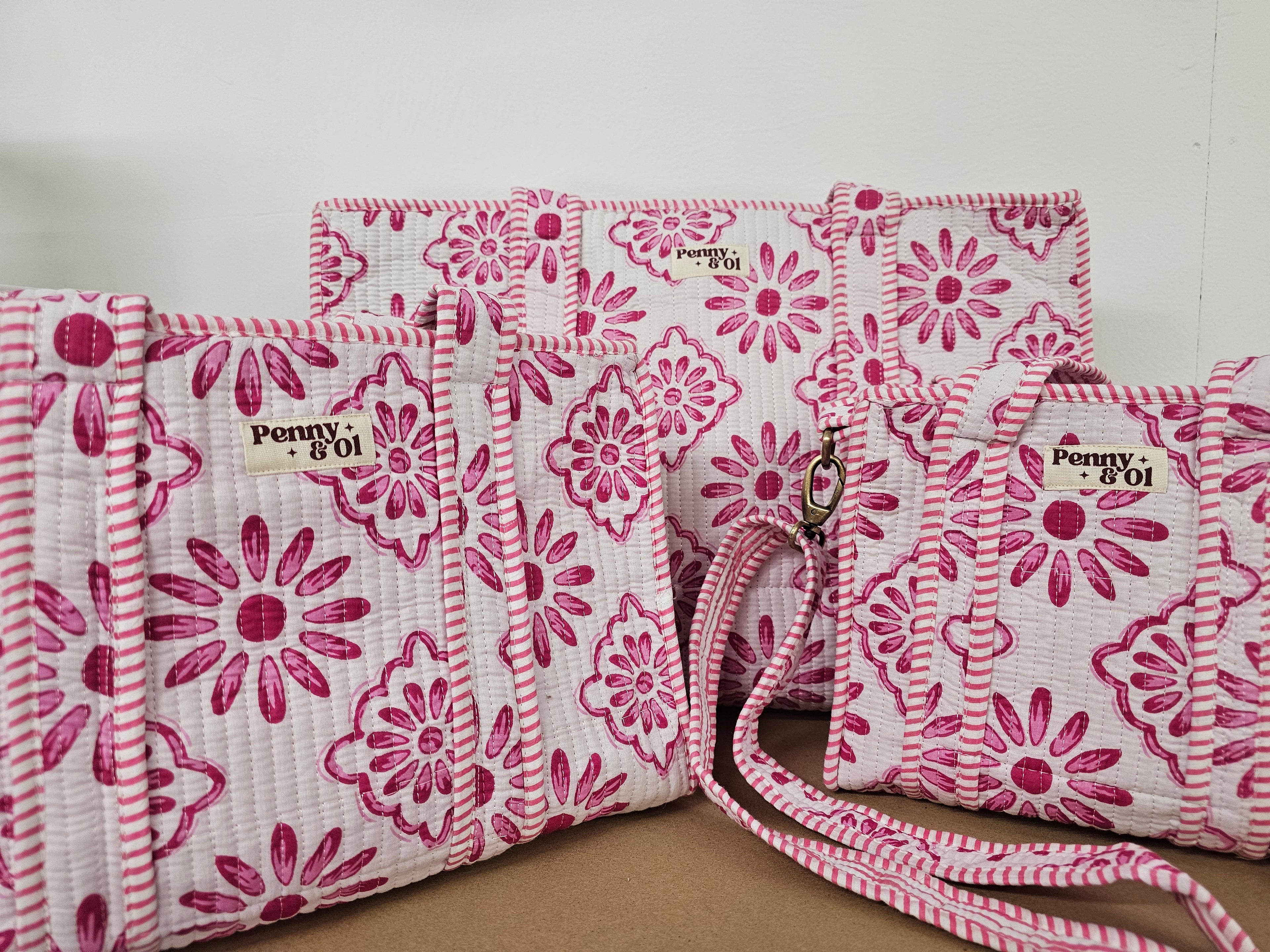 Pink Passion Collection. Cotton, handmade tote bags