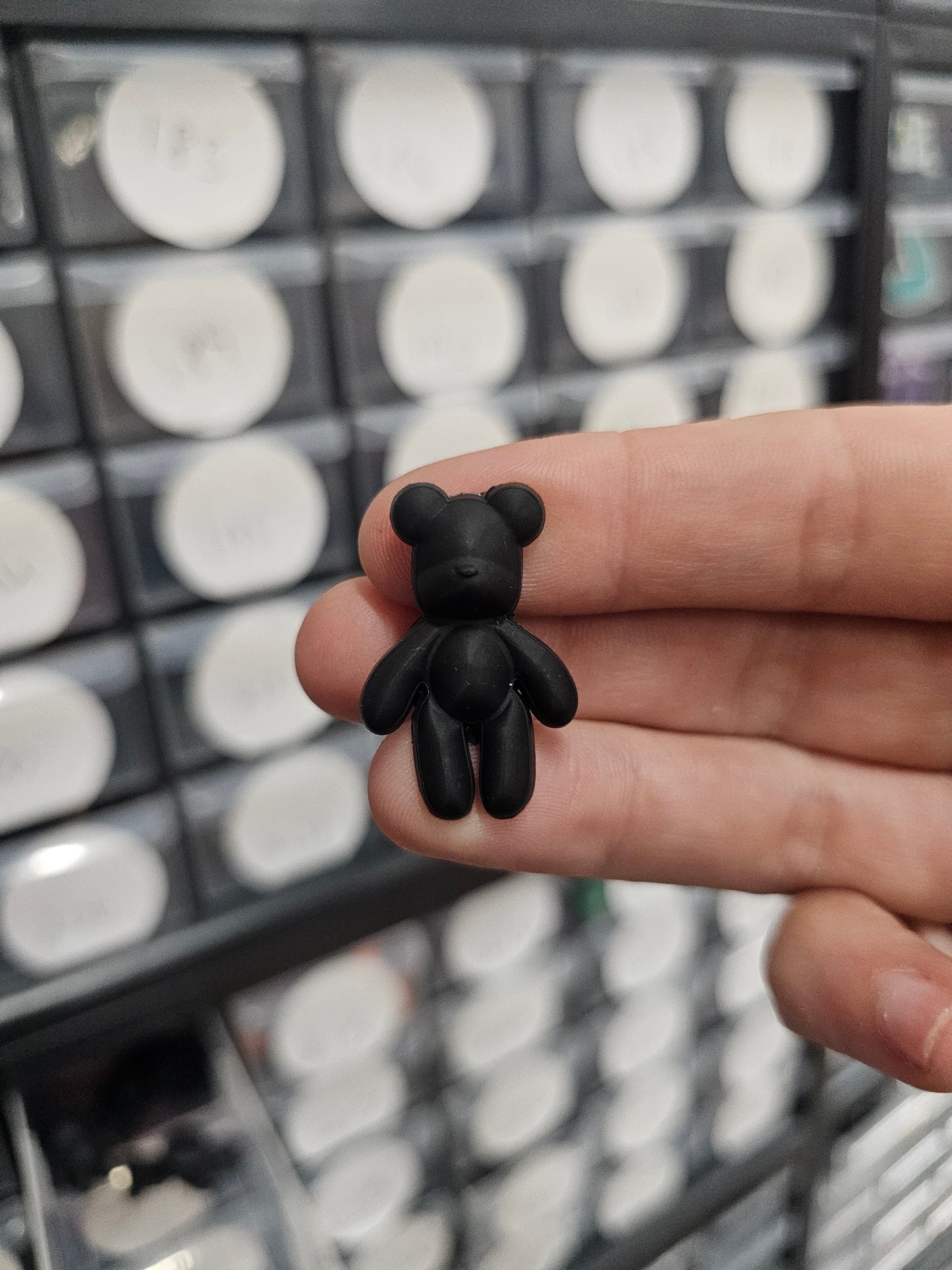 Small black teddy shoe charm
