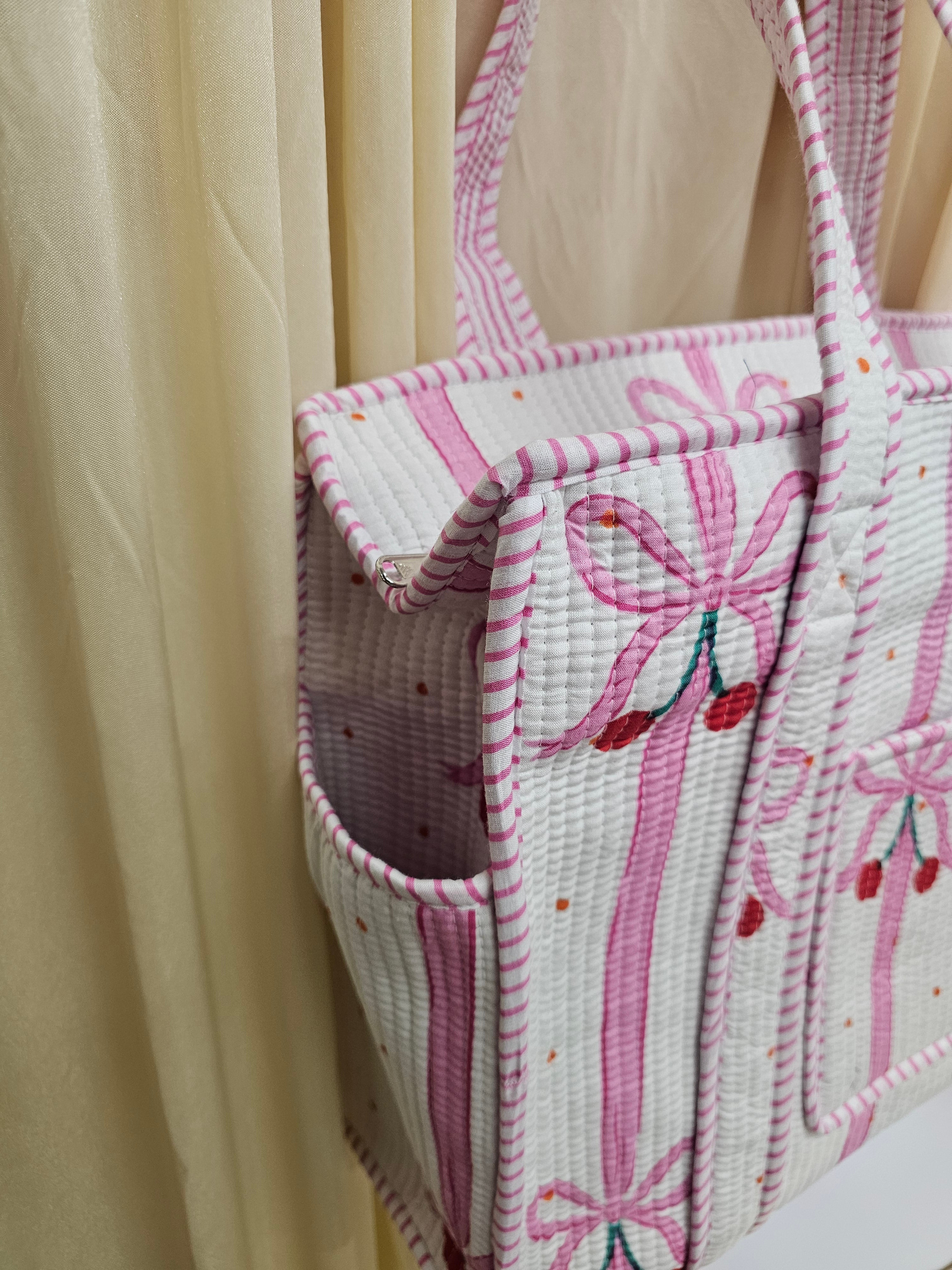 Cherry Bow collection, tote bags. Cotton tote bags all sizes.