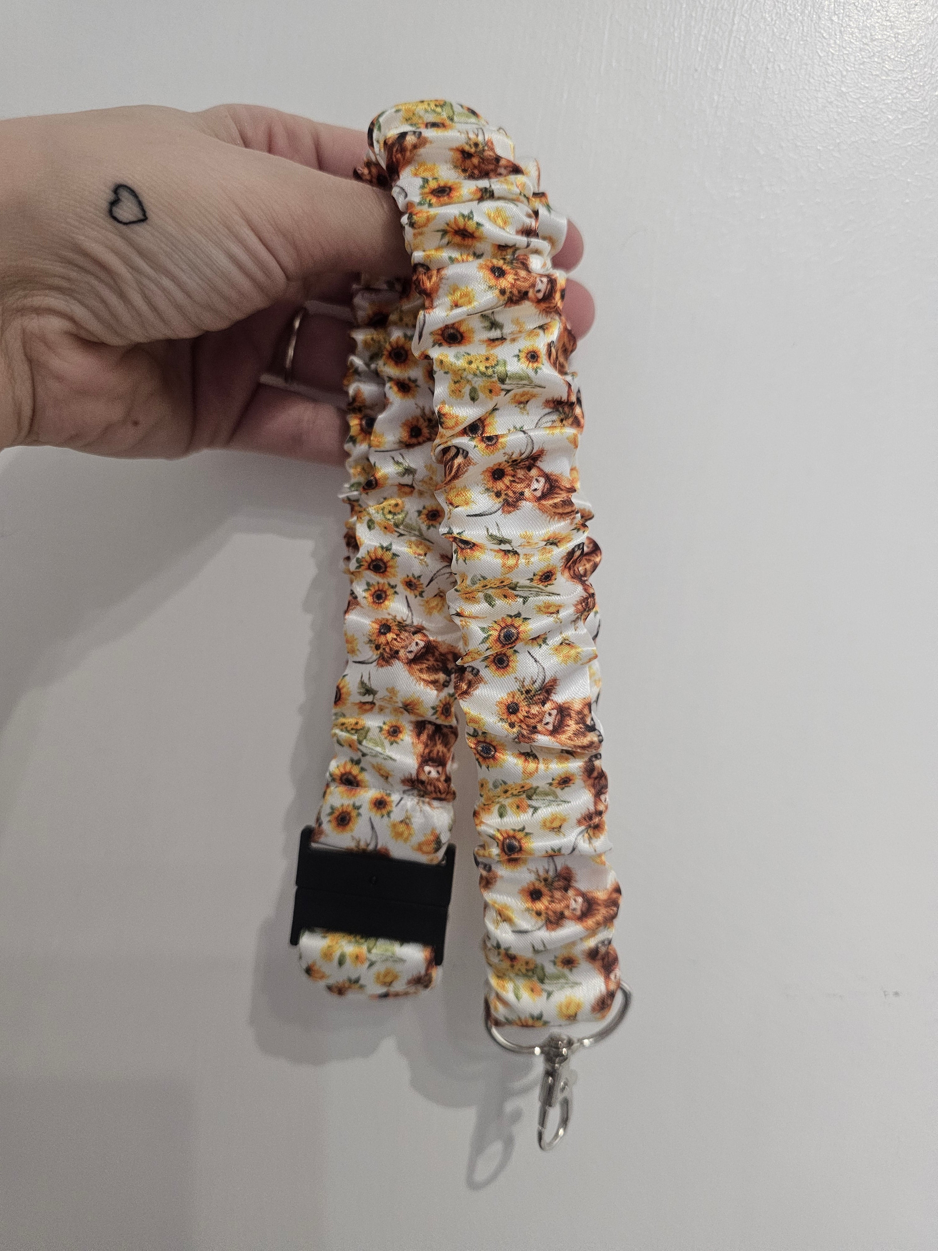 Sunflower Highland Cows Scrunchie Lanyard