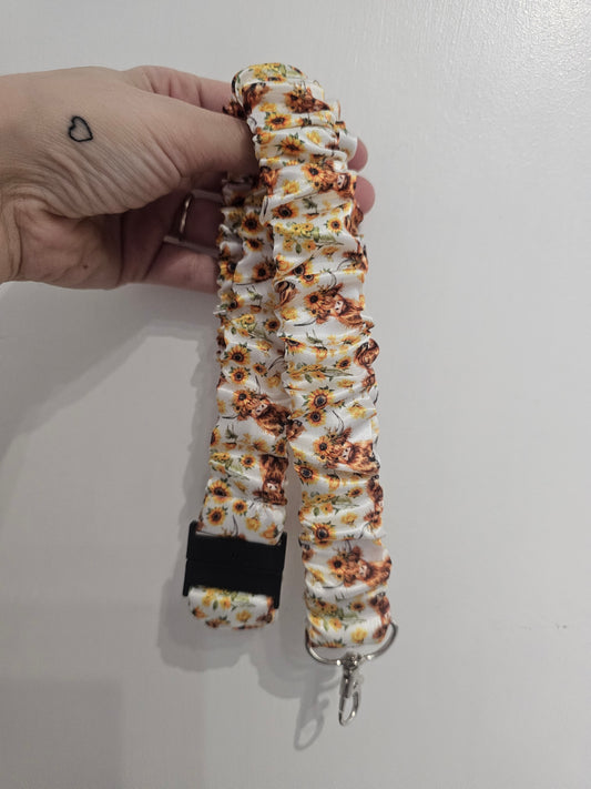 Sunflower Highland Cows Scrunchie Lanyard