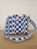 Blue Checkerboard Collection. Cotton, handmade tote bags