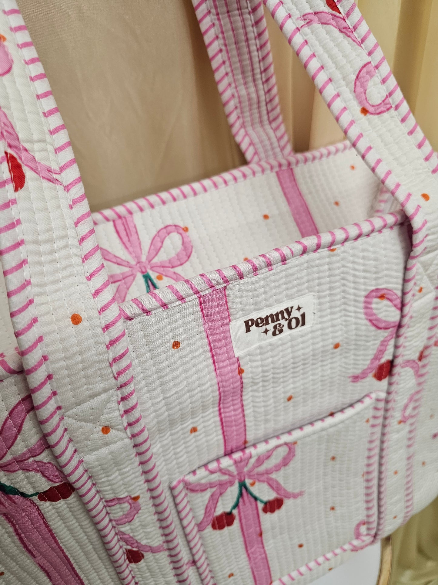 Cherry Bow collection, tote bags. Cotton tote bags all sizes.