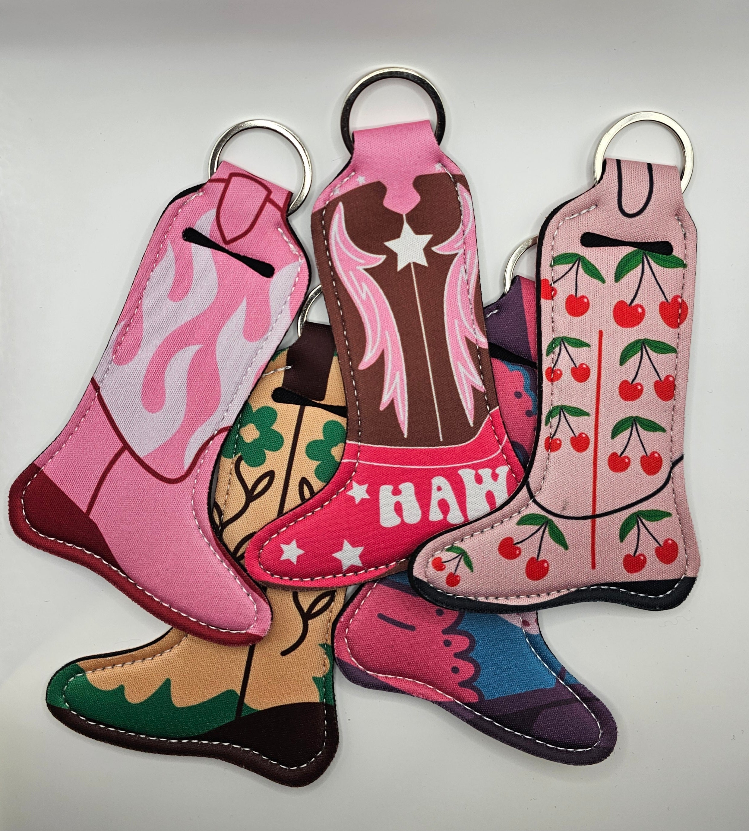 Cowgirl boot keyring, Lip balm holder, New in PLS neoprene keyring