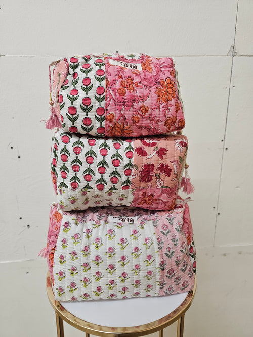 Baby pink patchwork waterproof pouches