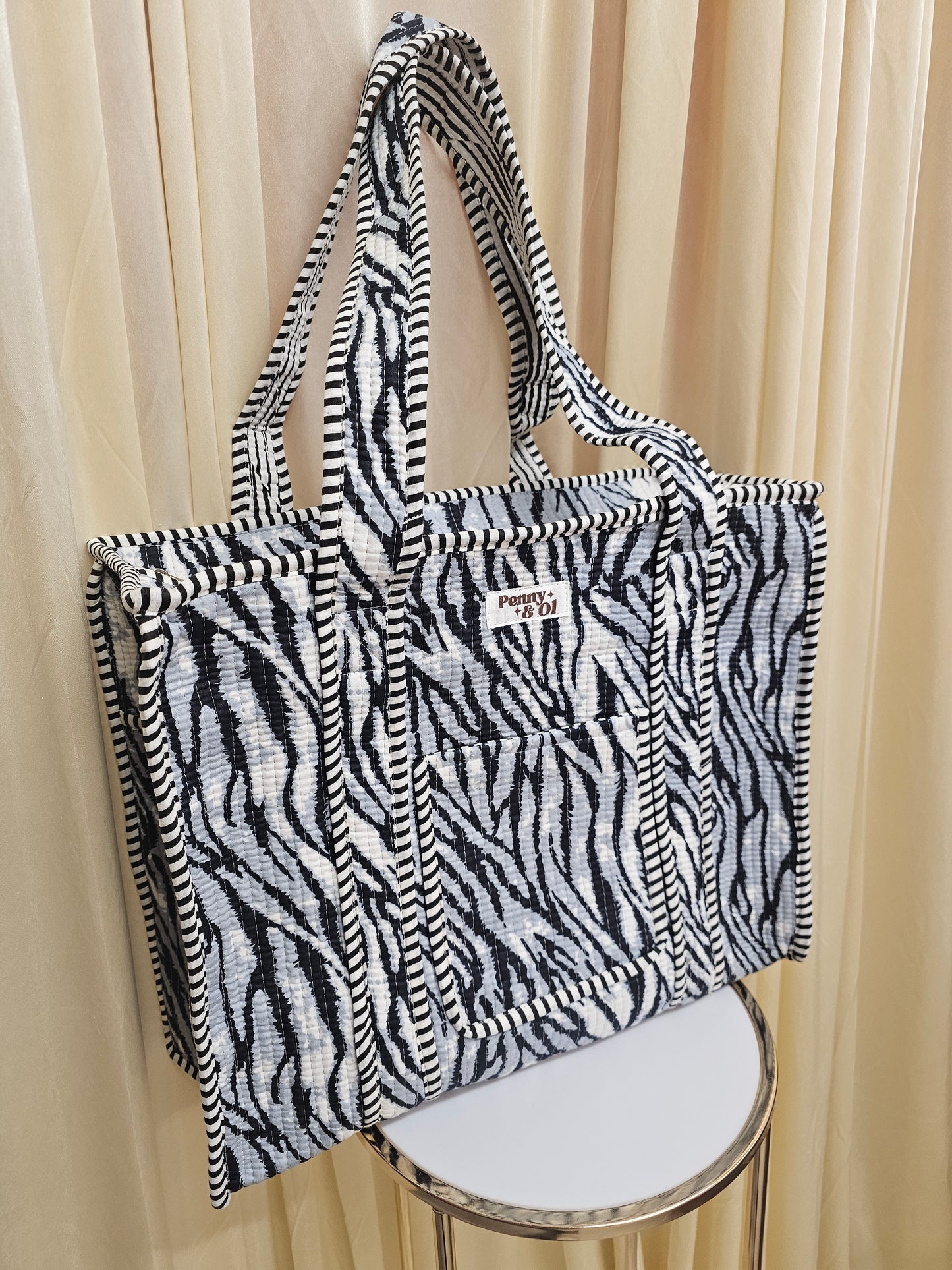 Grey Tiger Print collection, tote bags. Cotton tote bags all sizes.