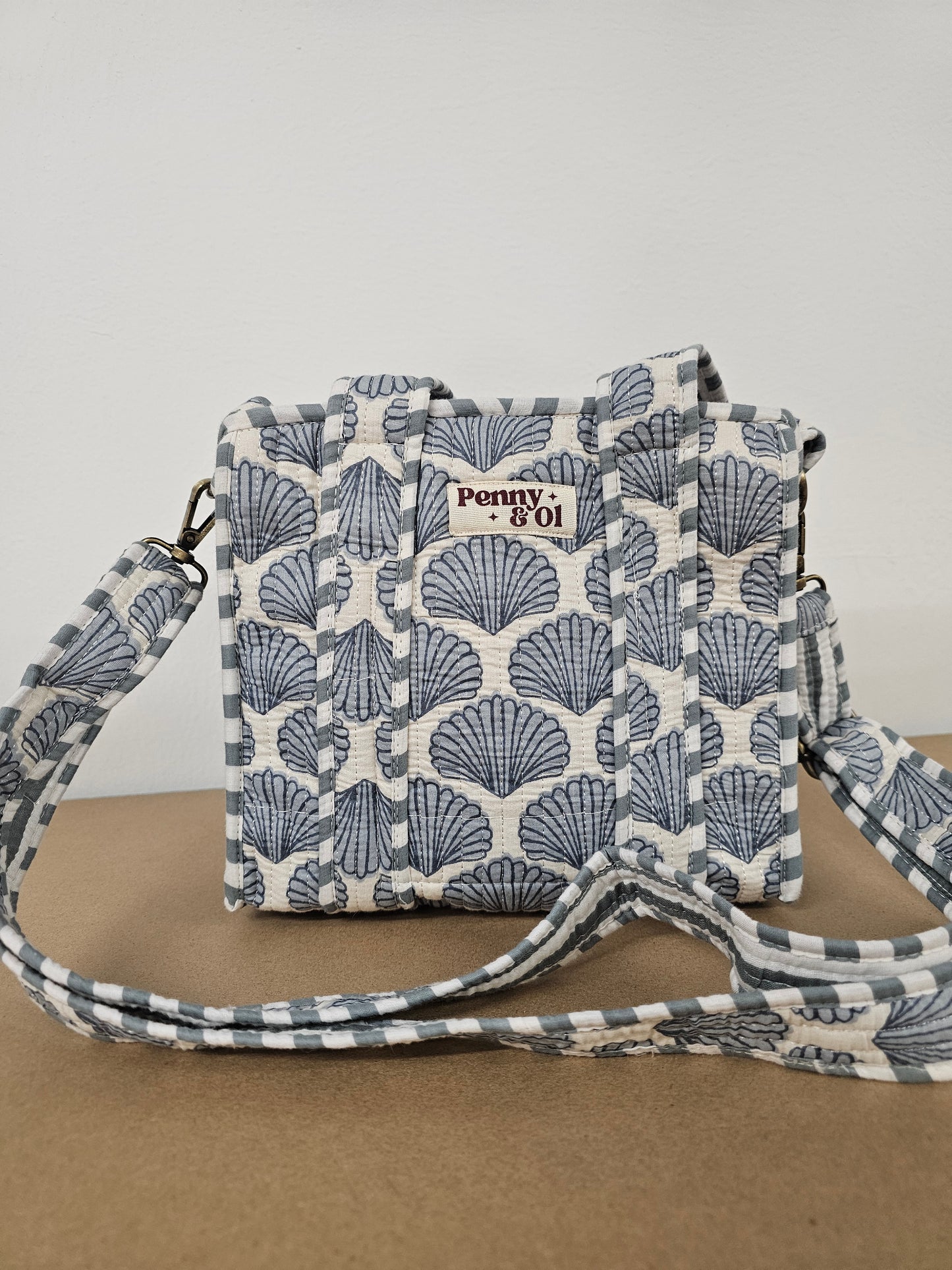 Blue Seashells Collection. Cotton, handmade tote bags.