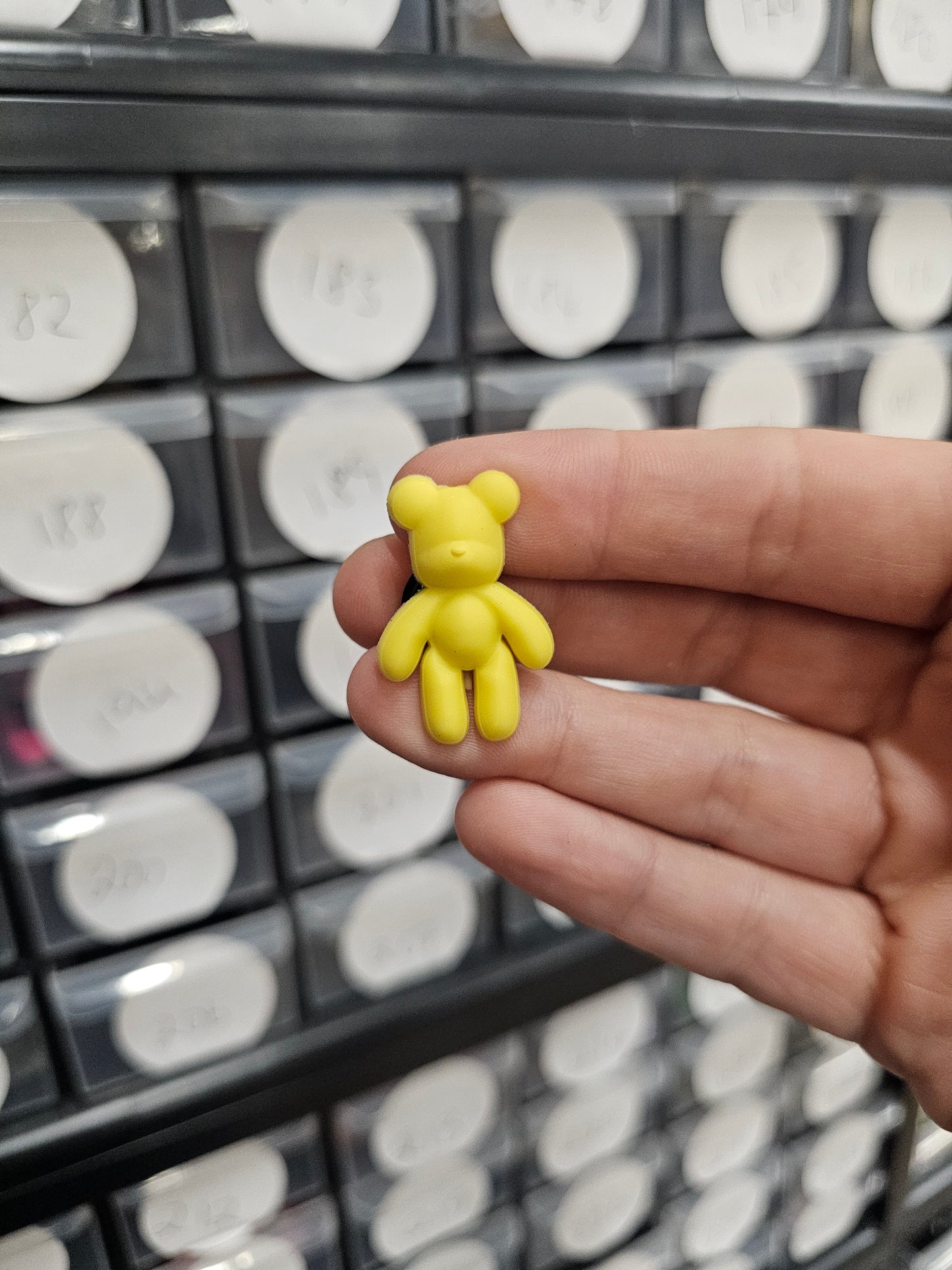 Small yellow teddy shoe charm