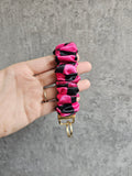 Pink and black checkerboard Scrunchie Keyring