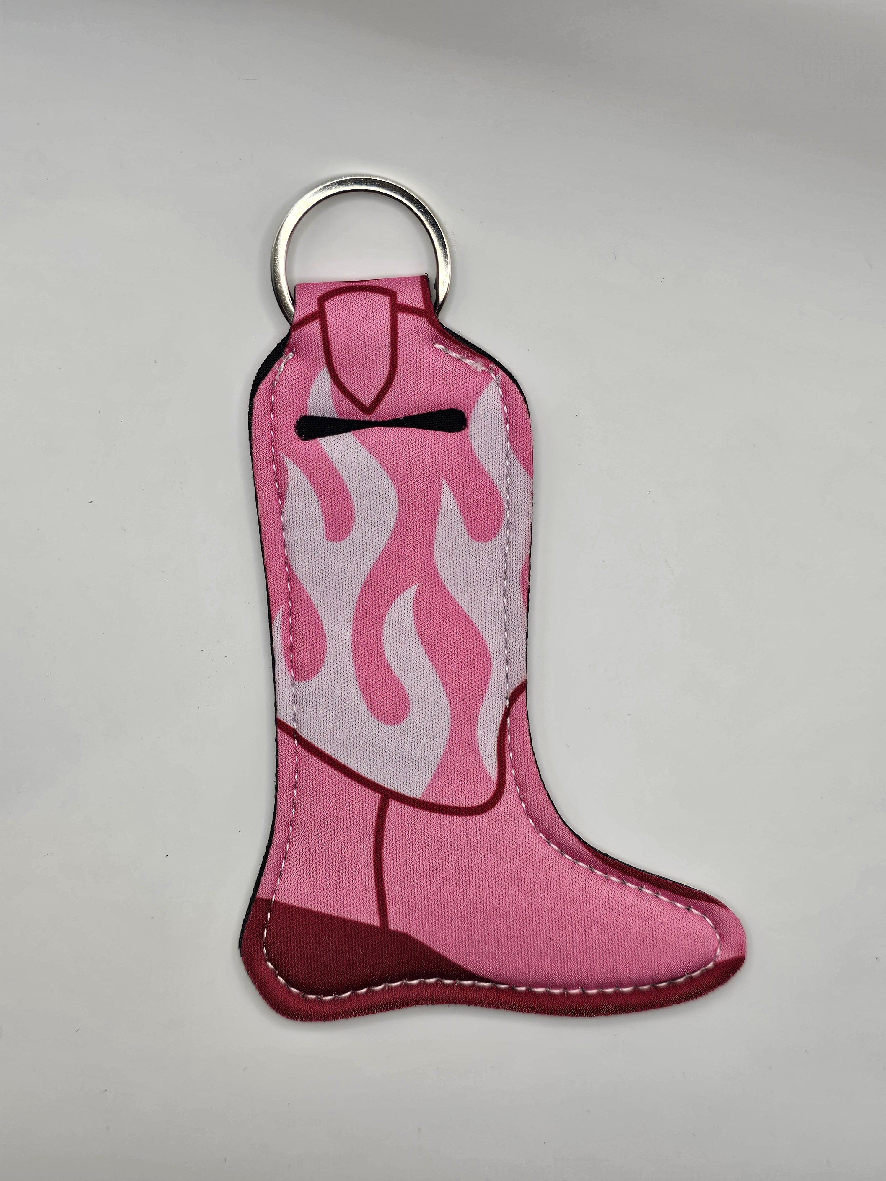 Cowgirl boot keyring, Lip balm holder, New in PLS neoprene keyring