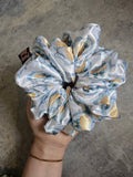 Blue Seashells XL Satin Hair Scrunchie