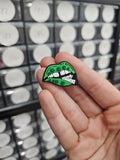 Green smoking lips shoe charm
