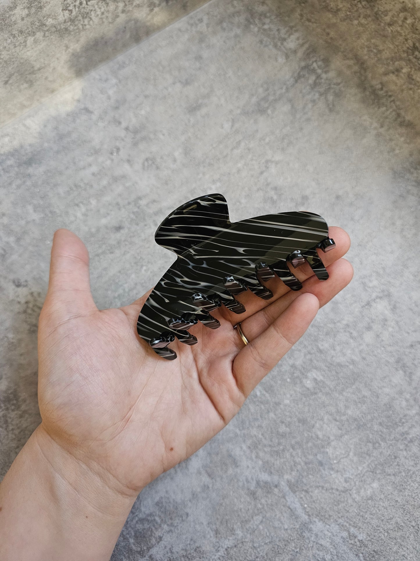 Zebra Marble Claw Clip
