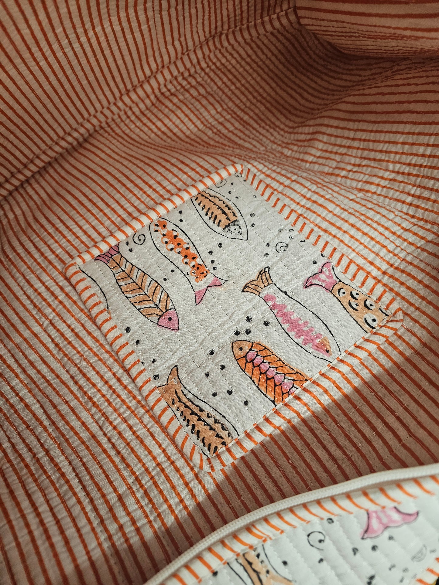 Lil fishes Large Cotton Tote Bag, Penny & Ol 100% cotton handmade bag.