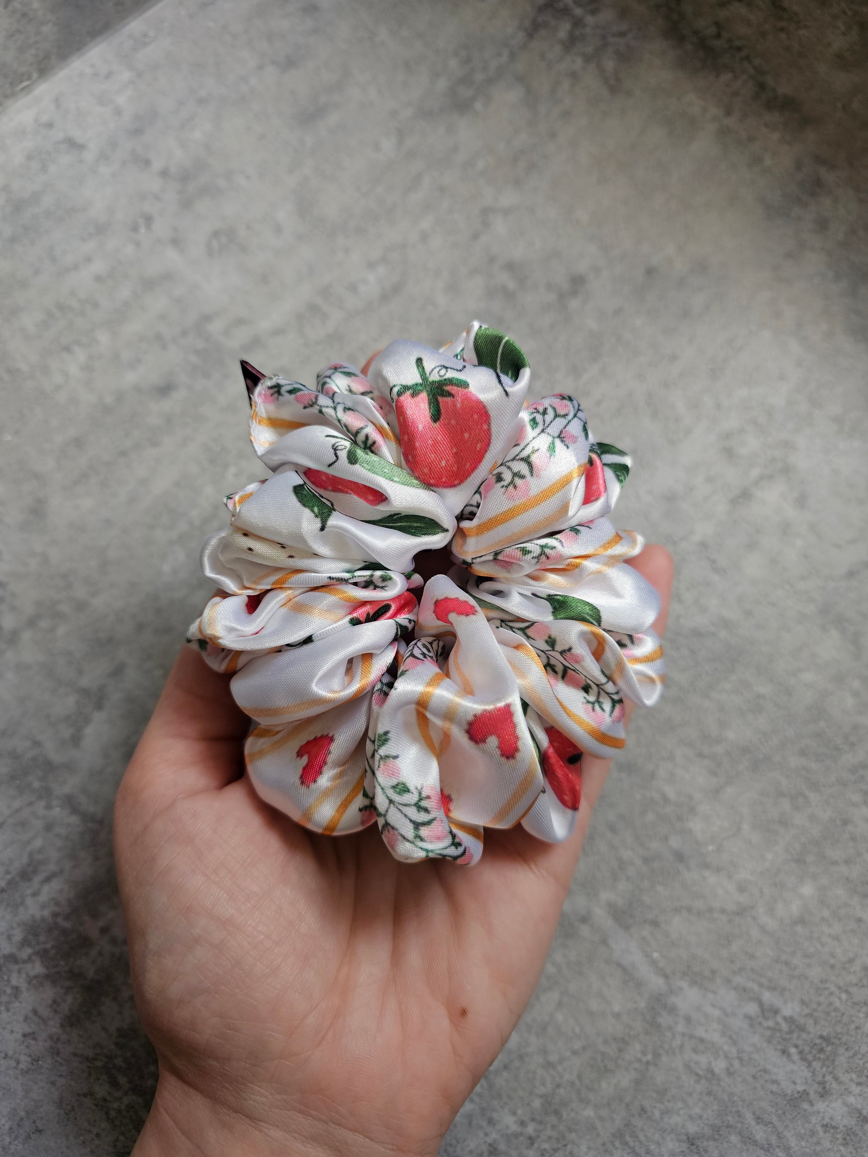 Strawberry Vines MIDI Satin Hair Scrunchie