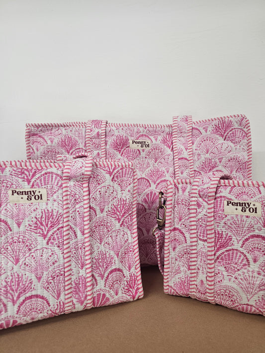 Pink Seashells Collection tote bags. Cotton tote bags all sizes